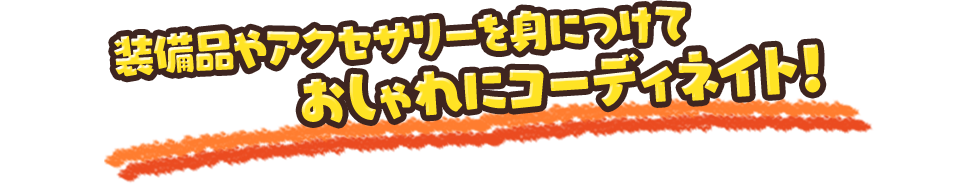 装備品やアクセサリーを身につけておしゃれにコーディネイト！