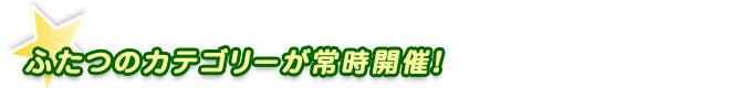 ふたつのカテゴリーが常時開催！